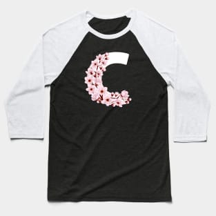 Colorful capital letter C patterned with sakura twig Baseball T-Shirt